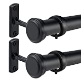 2 Pack 1 Inch Curtain Rods for Windows 60 to 120 Black Curtain rod with Caps Outdoor Curtain Rods Room Divider Curtain Rod (72”-144” Inch)