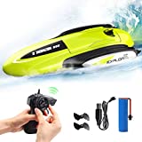 O WOWZON RC Boat - Double Sided Driving Design Remote Control Boat for Summer Pools and Lakes with LED Light, 2.4 GHZ for Beginner Adults and Kids RC Boats Toys Gifts