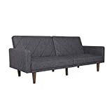 DHP Paxson Convertible Futon Couch Bed with Linen Upholstery and Wood Legs - Grey