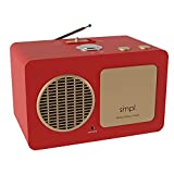 SMPL One-Touch Music Player, Audiobooks + MP3, Quality-Sound, Durable Wooden Encloser with Retro Look, 4GB USB with 40 Nostalgic Hits Included, Live Technical Support (Red, Music + Radio Player)