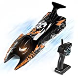 WQ RC Boat Toy, 2.4 GHZ Remote Control Fast Boat for Pools and Lakes, Dual Motors, Self Righting Racing Boat, 15km/h High Speed Mini RC Ship Boats for Adult Kids Boys Girls