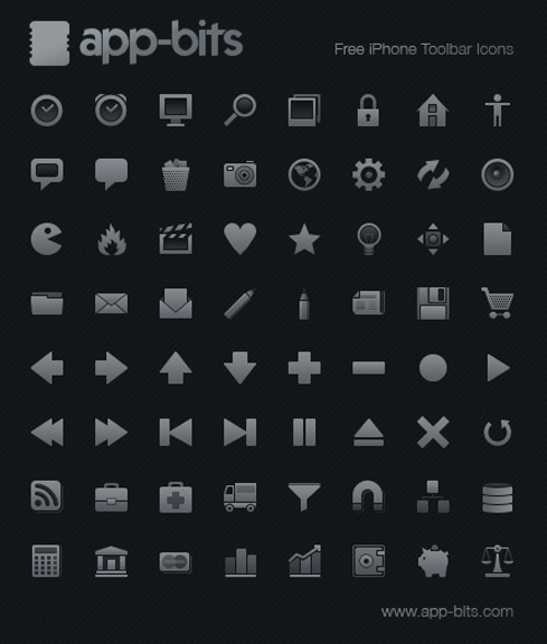 app-bits : iPhone Toolbar Icon Set : iPhone Toolbar Icon Set