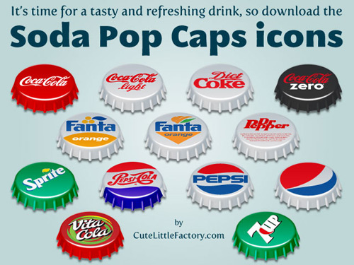 Soda Pop Caps Icons | Cute Little Factory