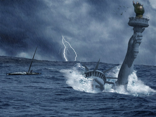 Create a Catastrophic Tsunami, Impacting the Statue of Liberty