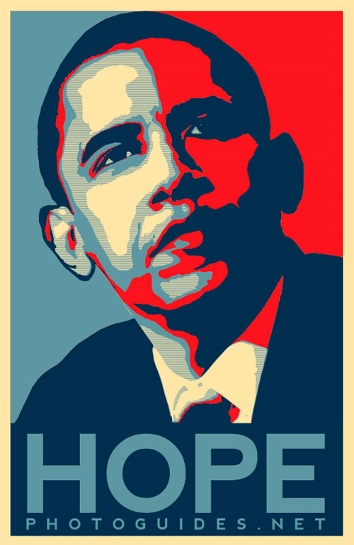 President Obama’s ‘Hope’ poster is one of the most recognisable pieces of street art of all time and in this tutorial you’ll learn how to apply the same effect to your own photo using nothing but Photoshop. - photoguides.net
